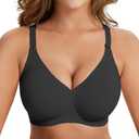 PoseFree Post Surgery Bra Front Closure, Compression Bras for Women Post Op Support After Breast Augmentation, Reduction (Large, B02-black)