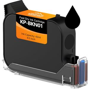 0.5inch/12.7mm Black Fast Dry Ink Cartridge KP-BKN01 for Handheld Inkjet Printer KP-N01, 42ml Solvent Quick-Drying Ink Cartridge Replacement - Black