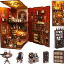 DIY Book Nook Kit - Magic 3D Wooden Booknook Bookshelf Decor with LED Lights, Enchanted Magic Miniature House Dollhouse Building Set, Creative Craft Gift for Adults, Teens & Book Lovers