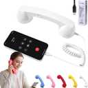 Retro Phone Handset Type C, 2026 Retro Cell Phone Receiver with Microphone & Speaker, Vintage Old School Telephone Handset with Crystal Clear Sound, 90s Classic Phone for Home & Office (White)