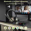 Earbay 5.3 Bluetooth Headset, Wireless Headset with Noise Canceling Mic & USB Dongle, 50Hrs Wireless Headphones with Mic Mute & Charge Dock, for Calls, Perfect for PC, Laptop, Phone, Teams and Zoom