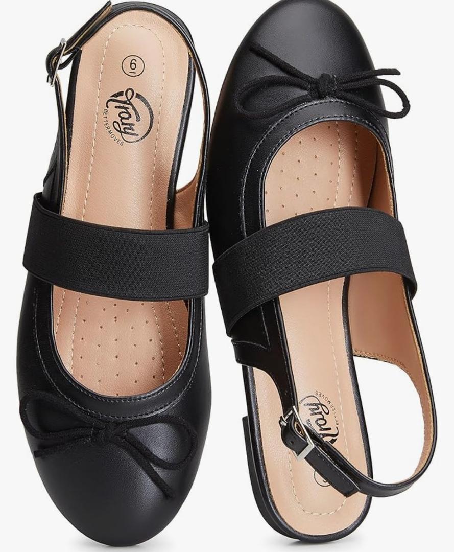 Trary Mary Jane Ballet Flats, Black Flats for Women, Ankle Strap Dressy Comfortable Flats, Size 11