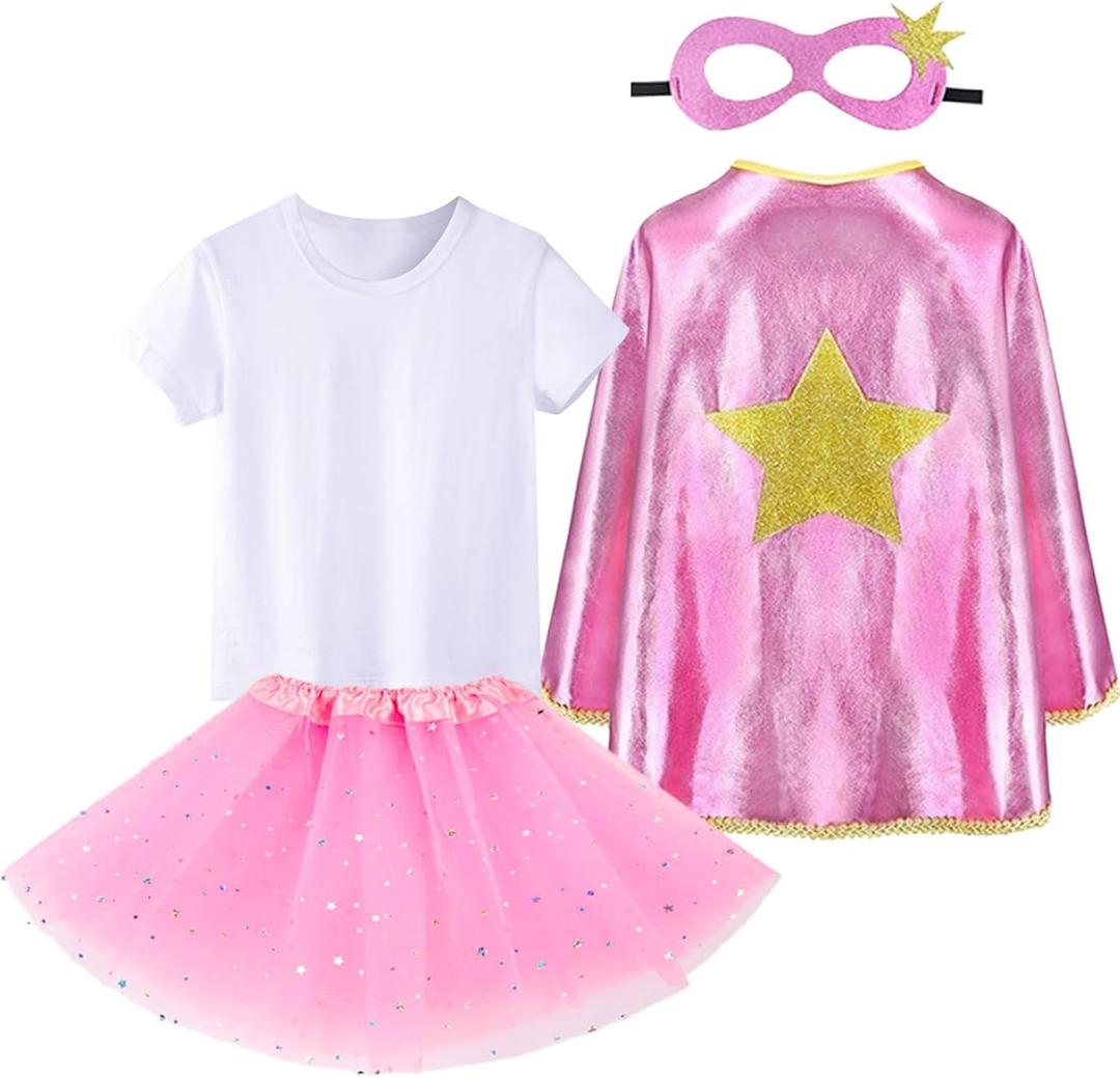 Princess Cape with Mask Set Princess Dress up Clothes Princess Cloak Costume for Women Halloween Costume Accessories (Pink)