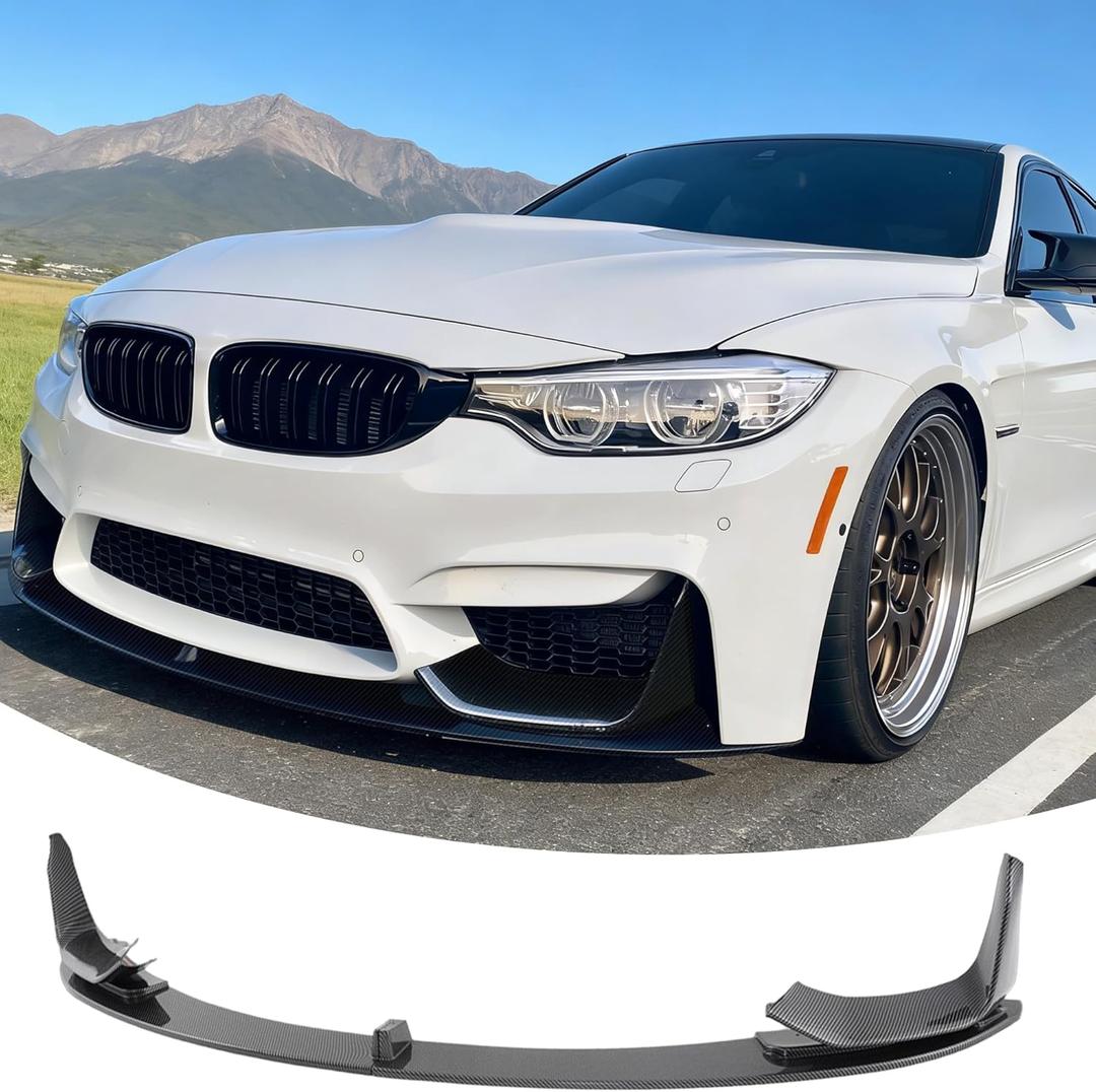 Front Bumper Lip Splitter Spoiler Compatible with Fit for BMW M3 F80 M4 F82 F83 2015-2020 Carbon Fiber Style Accessories Air Chin Body Kit