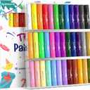 JUPITEARTH 36 Colors Tempera Paint Sticks with 120 PDF Coloring Pages and 30 Stickers, Quick Drying, Smooth, Non-Toxic and Washable Paint Sticks for Kids Drawing on Pumpkin, Wood, Rock, Glass