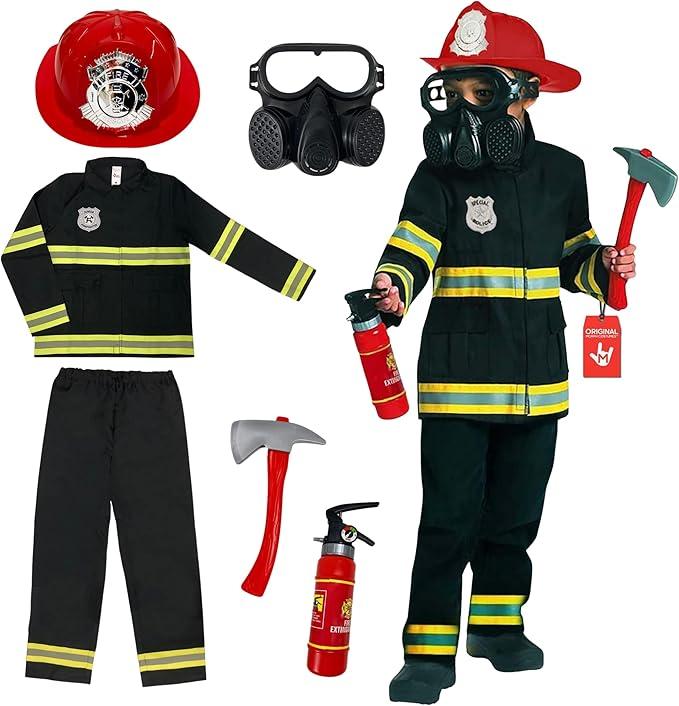 Morph Firefighter Costume for Kids (2 Colors) - Boys Fireman & Fire Fighter Costume for Halloween, M