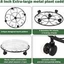 3 Packs 16 inches Extra-large Metal Plant Caddy with Wheels Round Planter Dolly Pot Mover Rollers Sturdy Rolling Plant Stands Indoor Outdoor Wheeled Plant Holder Coaster Trolley, Black
