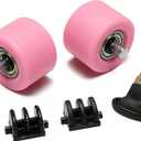 Kids Roller Skate Replacement Wheels with ABEC-5 Bearings - Double Wheel Set for 2-in-1 Skate Shoes, Includes 2 Wheels + 2 Cover Plates + Tool, Indoor/Outdoor (Rose Red Set)