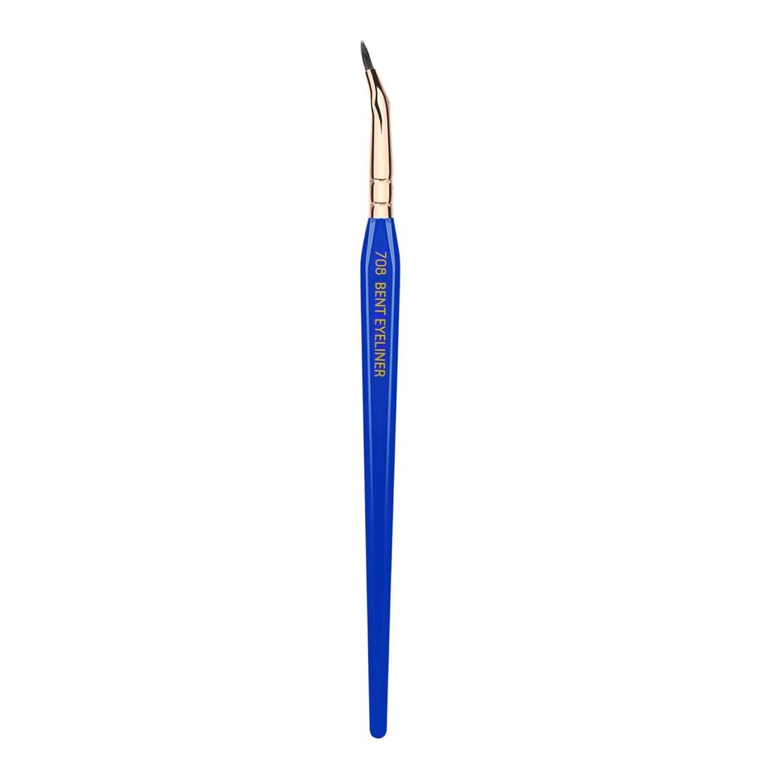 Bdellium Tools Professional Makeup Brush - Golden Triangle 708 Bent Eyeliner - With All Vegan and Soft Synthetic Fibers, For Smooth Application (Blue, 1pc)