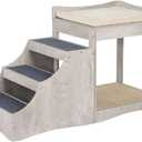 unipaws Pet Bunk Bed with Removable Step for Dogs and Cats, Multi-Level Bed Window Perch Seat Platform with Cushion and Cat Scratch Pad, Indoor Use (Medium, Grey)