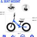 Bicystar 14 Inch Balance Bike for Kids 3-6 Year Old, No Pedals, Air Rubber Tires, Adjustable Height, Pedalless Bicycle for Boys, Girls, Blue