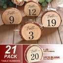 Novabright 21 Pcs Wooden Wedding Table Numbers 1-20, Wooden Restaurant Table Numbers Centerpieces Decoration for Weddings, Reception, Special Events, and Restaurant Use