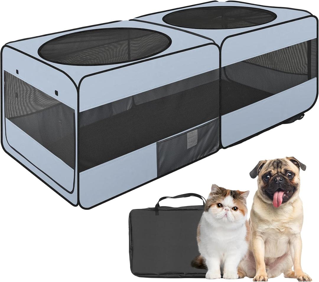 2-in-1 Dog Playpen, 58''Pop Up Cat Puppy Pet Playpen Indoor/Outdoor Cats Enclosed, Cat Dog Tent Crate Cage Kennel, Portable Playpen for Kitten, Small Animals Play Pen(Medium, 58" Lx30 Wx24 H) (M, 58"L x 30"W x 24"H, Tough Oxford & Mesh)