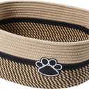 Small Woven Baskets for Organizing Rope Storage Basket with Handle Cute Cotton Nursery Gift Dog Toy Bins Organizer-Black&Beige