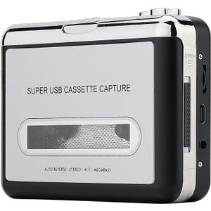 Reshow Cassette Tape Player – Portable Tape Player Audio Cassette to Digital Converter, Compatible with Laptops and Personal Computers Convert Cassette Tape Recorder to iPod Format (Silver)