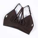 AUROLA Mercury Workout Sports Bras Women Athletic Removable Padded Backless Strapy Minimal Crop Top (Brown, S)