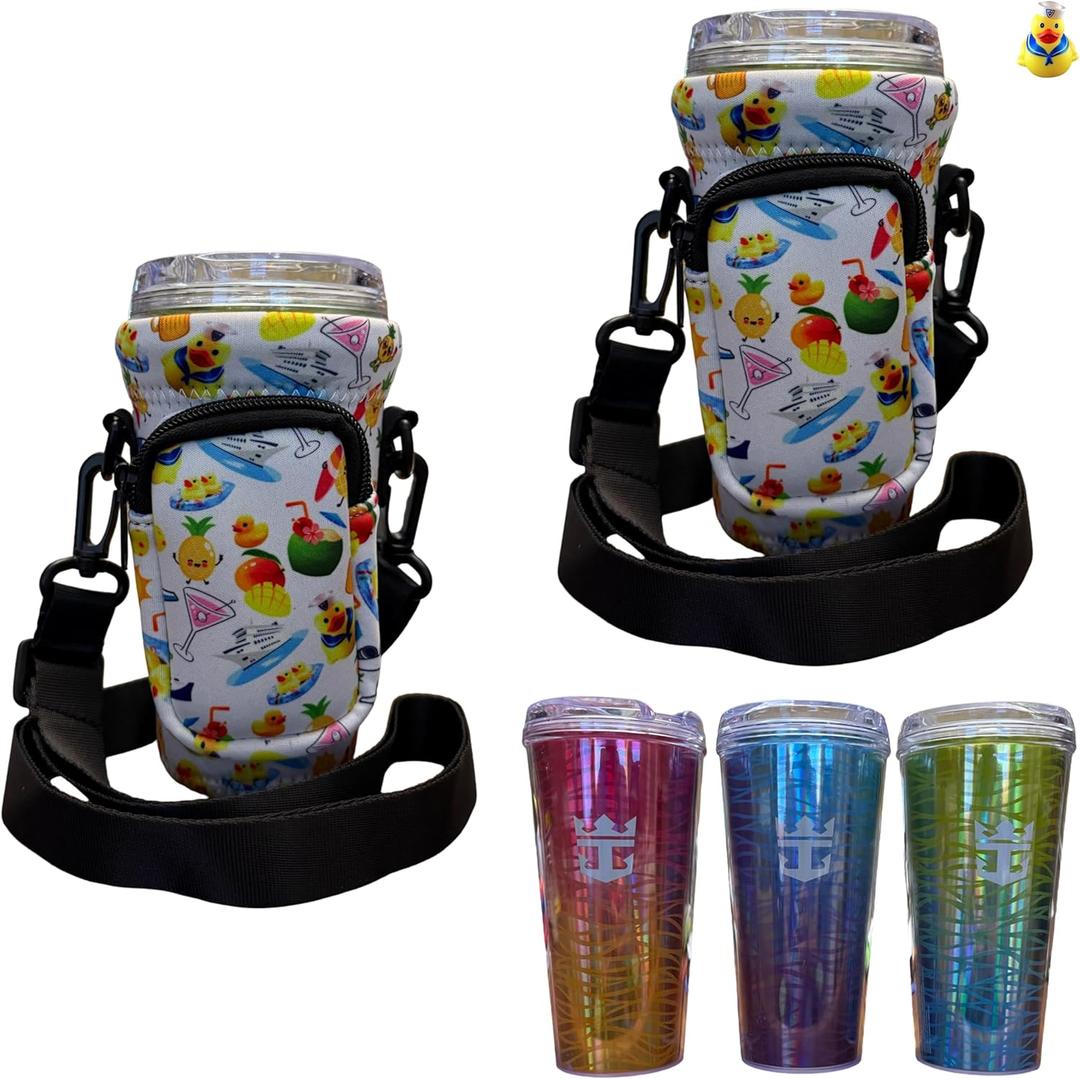 Cruise Ship Essentials Cup Sling Cruise Essentials 2026. Caribbean Cruise Must Haves. Cruise Ship Essentials 2026, Caribbean Royal, Caribbean cruise essentials 2026 (2-Pack) (Vacay - White)