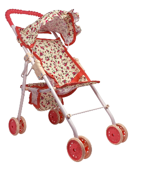 My First Baby Doll Stroller for Toddlers 3 Year Old Girls, Little Kids | Toy Stroller with Bottom Storage Basket, Foldable Frame, Canopy, Seatbelt