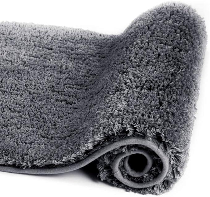 Walensee Bath Rug Non Slip Mat (20 x 32, Dark Grey) Water Absorbent Soft Microfiber Shaggy Machine Washable Thick Plush Shower Mat for Bathroom