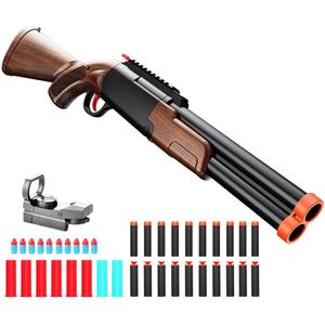 Double-Barreled Toy Shotgun, Toy Foam Blaster with Sight and Foam Bullets, Shell Ejecting Design, Two Shooting Modes