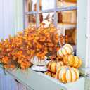 12 Bundles Artificial Fall Flowers for Outdoors Fake Plants UV Resistant Plastic Plants Shrubs Bushes for Home Fall Front Door Porch Garden Autumn Decor (Fall Red)