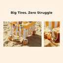 Beach Wagon for Sand with 6.7" Fat Tires, Foldable Beach Cart for Beach & Camping, Large Capacity Easy-Pull Wagon, Cala Serena Ochre Stripe