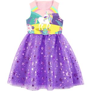 DXTON Toddler Girls Tutu Dresses Summer Short Sleeve Tulle Birthday Party Sundress for 3-8 Years (Pink)