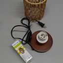 Handmade Rattan Lamp Farmhouse Table Lamp for Bedroom, Rustic Woven Lamps for Night Stands with Warm White LED Bulb, Boho-Inspired Boho Lamp for Living Room Kitchen Nook, 12cm Shade 20cm Height