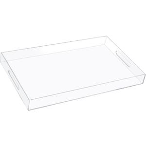 1816 Inch Clear Acrylic Serving Tray with Handles Extra Large Ottoman Tray Decorative Tray Spill-Proof Coffee Table Space Saver Oversize Counter top Organizer Platter with Safe Edge