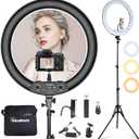 21inch Ring Light with Tripod and Phone Holder, 3000K-6000K Dimmable Bi-Color LED Light Ring for Makeup, Selfie, Vlog, YouTube Video, Camera - Control with Remote (21-inch)