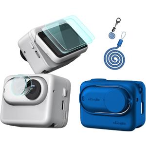 Silicone Protective Cover Case,Screen and Lens Protector for Insta360 GO 3(Blue)