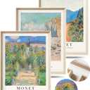 HesenDot Framed Claude Monet Wall Art 3 Piece,12x16in High Framed Design Canvas Prints Wall Decor,Vintage Impressionism Landscape Artwork Poster Home Decoration for Living Room Bedroom Gallery Office