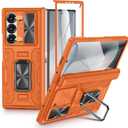 VEGO for Z Fold 6 Case with Screen Protector[Built-in Kickstand][Camera Lens Cover][Hinge Protection] Full Body Shockproof Anti-Drop Protective Phone Case for Samsung Galaxy Z Fold 6 2024-Orange