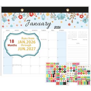 3 x Calendar 2026-2027, Monthly Desk Calendar from Jan 2026 to Jun 2027, 15" x 12", Large Desktop Calendar Monthly, Perfect for Home or Office, Floral (Desk(15" x12 ")