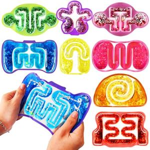 8 Pack Squeeze Fidget Toys for Kids,Squishy Sensory Tube with Maze Bead,Colorful Goo,Glitter Sequins,Stress Anxiety Relief Calming Toys for Easter Basket Stuffers Classroom Prizes