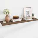Acovy 48 Inch Floating Shelves, 12 Inch Deep Floating Shelves for Wall, Floating Shelf with Invisible Brackets, Deep Shelves for Bathroom, Bedroom, Living Room, 1 Pack, Walnut