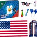 Soccer Fan Gear Set for 2026 World Tournament, Soccer Party Favors Kit with Flag,Scarf, Face Paint, Clapper, Horn&Glasses,Supporter Accessories for Game Day, Sports Event, Gift