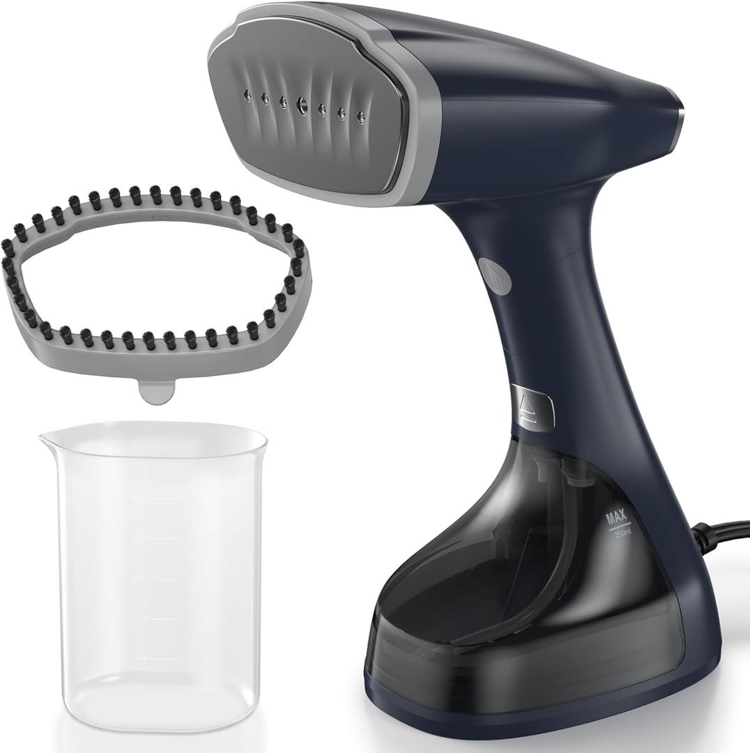 BEAUTURAL Handheld Garment Steamer for Clothes, Handheld steamer with Foldable Design, Easy to Remove Wrinkles, 1500W, 25-Second Fast Heat up, 2 Steam Level Setting with Continuous Steaming (Dark Blue)