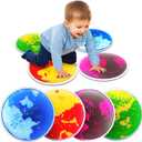 Sensory Floor Tiles for Kids Toddlers: 4 Pack Sensory Toys for Kids with Autism & ADHD, Round Liquid Play Mats for Lava Games, Gross Motor Skills- Sensory Room, Daycare Essentials, Preschool Must Have
