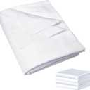 Twin Flat Sheet Only, 4 Pack White Top Bed Sheets, Soft Breathable Brushed Microfiber Color-Coded Hem Threads, 66x96