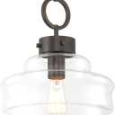 Kira Home Melrose 16" Modern Pendant Light + Schoolhouse Style Glass Shade, Oil Rubbed Bronze Finish