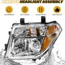 Headlight Assembly Compatible with Nissan 2005-2008 Frontier / 2005-2007 Pathfinder, Halogen Headlamp Replacements Pair Set for 26060EA525 26010EA525, w/o Bulb, Clear Housing Yellow Corner