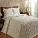 Better Trends King Size Bedspread 100% Cotton Chenille Coverlet Bedspreads, Soft Lightweight All Season Bedding, Ivory Medallion Design 120" x 110"