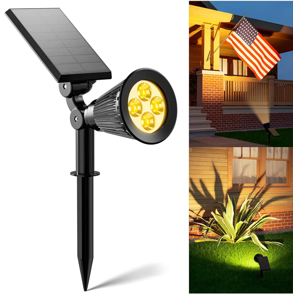 Solar Spot Lights Outdoor Waterproof for Flag, Tree, Plant, Sign, Statue, Mailbox, Bright LED Outside Landscape Flood Spotlights for Ambient Uplighting Yard, Garden, House, Backyard, Patio, Pathway