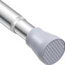 Black Spring Tension Curtain Rod 28-52 Inches, 7/8" Diameter Adjustable Shower Curtain Rod No Drill, Anti-slip Heavy Duty Spring Curtain Rod for Bathroom Kitchen Closet Doorway (Silver 28)