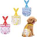 CZMIYRPY Female Dog Diapers 3 Pack Washable Dog Diapers Female Dog Diaper That Stay on Dog Diaper Female with Suspenders Reusable Doggie Diapers for Heat, Incontinence and Puppy Training (Small)