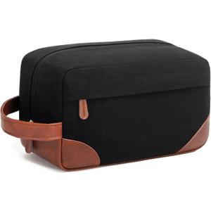 Vorspack Large Toiletry Bag Hanging Dopp Kit for Men Water Resistant Canvas Shaving Bag with Large Capacity for Travel- Black