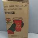 100 Pack 16 oz Christmas Disposable Coffee Cups with Snap-on Lids - for Hot or Cold Drinks, Paper Coffee Cups for Xmas Holiday Table Decorations Party Supplies, 5 Assorted Christmas Styles