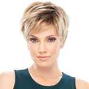 HAIRCUBE Ombre Blonde Pixie Cut Wigs Natural Short Blonde Wigs Dark Root Blonde Wigs for Women