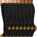 Sooverki Copper Compression Socks for Men & Women 8 Pack 15-20mmHg - Knee High Stockings Best Support for Running Athletic (Large-X-Large, 02 Black 02 - Copper)